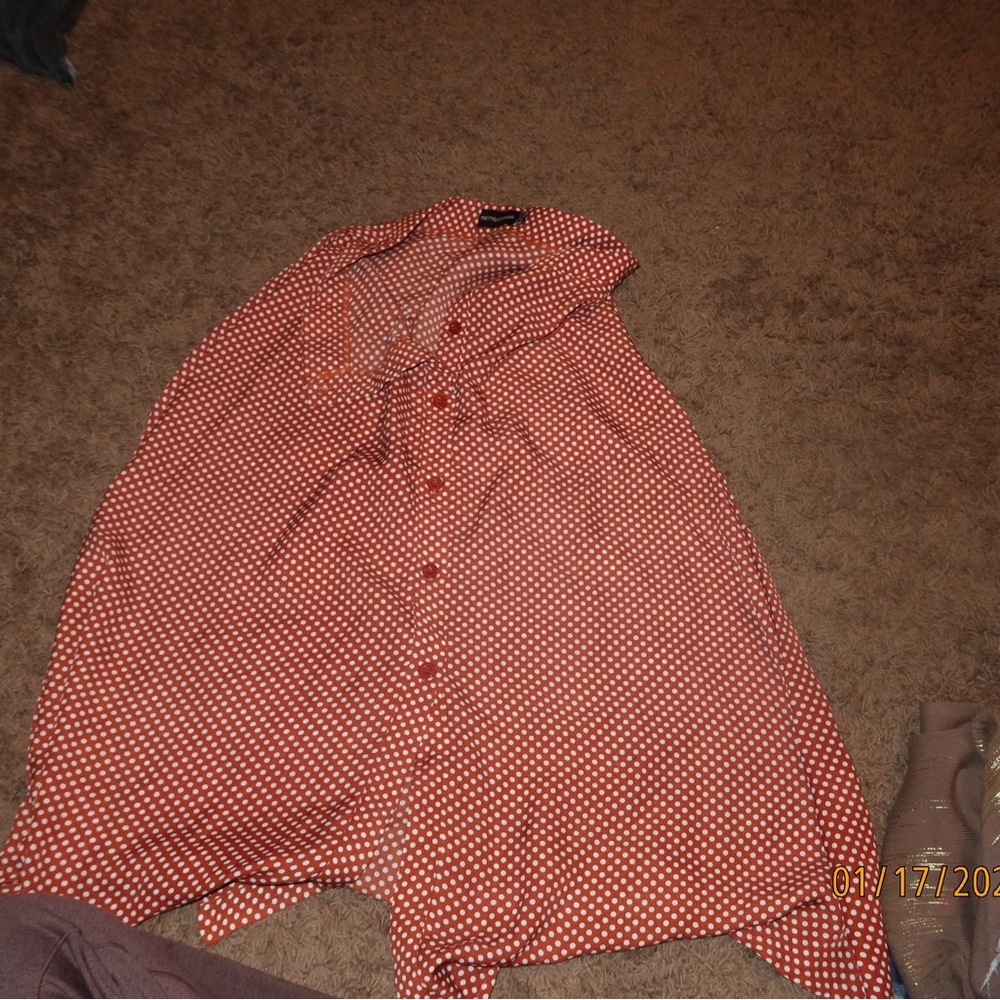 Red Polka Dot Button Up Skirt Cottagecore Coquette Vintage Preppy